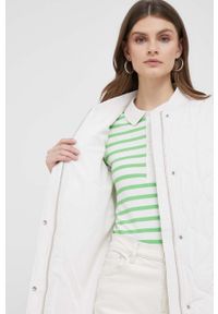 TOMMY HILFIGER - Tommy Hilfiger kurtka damska kolor biały przejściowa. Okazja: na co dzień. Kolor: biały. Materiał: tkanina, materiał. Wzór: gładki. Styl: casual #3