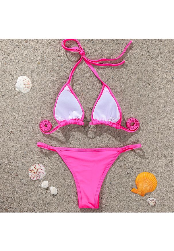 Intica - Bikini z cyrkoniami na plażę z regulowanymi ramiączkami Sivan. Kolor: biały. Materiał: materiał. Wzór: aplikacja