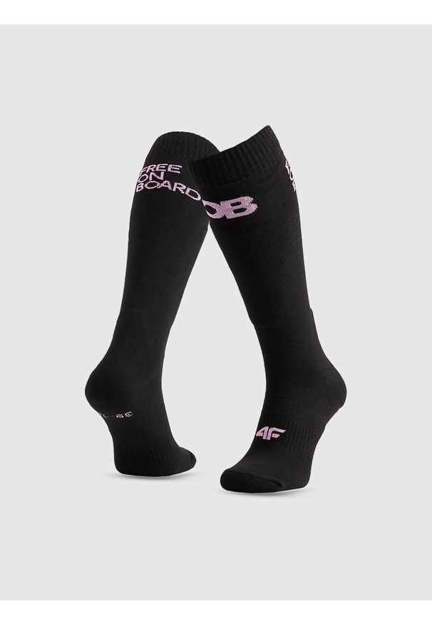 4f - 4F Skarpety snowboardowe damskie - czarne 35-38. Kolor: czarny. Materiał: prążkowany. Wzór: prążki. Sport: snowboard