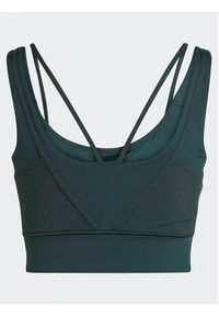 Adidas - adidas Biustonosz sportowy Powerimpact Training Medium-Support Shiny Bra HM7886 Zielony. Kolor: zielony. Materiał: syntetyk