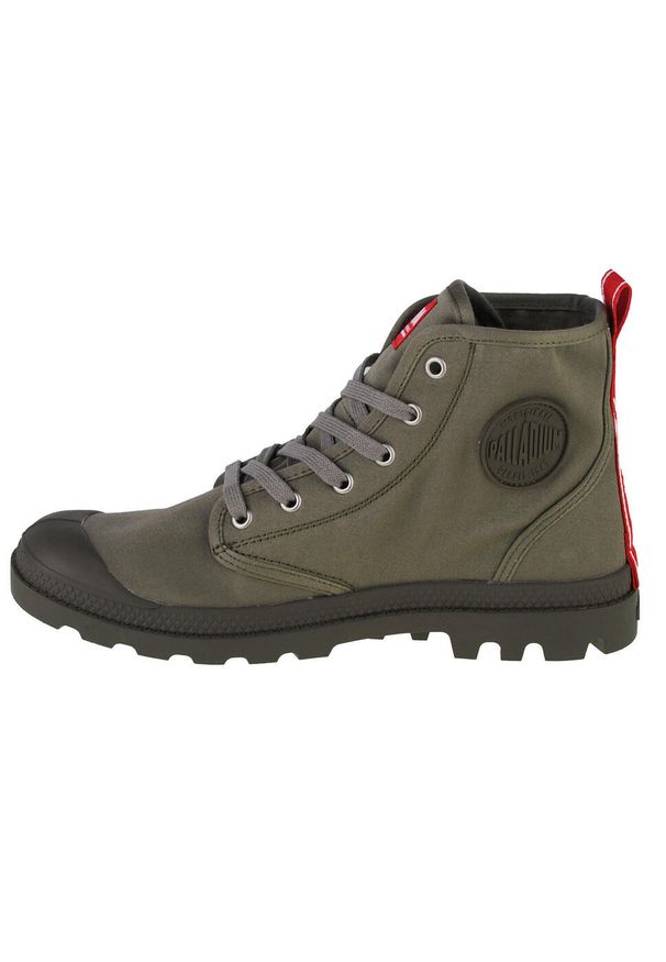 Buty sportowe Sneakersy unisex, Palladium Pampa Hi Dare. Wysokość cholewki: za kostkę. Zapięcie: sznurówki. Kolor: szary, wielokolorowy, zielony. Materiał: materiał, guma, syntetyk. Szerokość cholewki: normalna. Sport: turystyka piesza