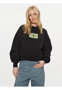 Calvin Klein Jeans Bluza Illuminated Box Logo Crew Neck J20J222897 Czarny Regular Fit. Kolor: czarny. Materiał: syntetyk, bawełna