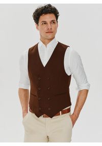 Pako Lorente - PAKO LORENTE – Brązowa dwurzędowa kamizelka męska. Okazja: na wesele, na ślub cywilny. Kolor: beżowy, brązowy. Styl: młodzieżowy, elegancki #1