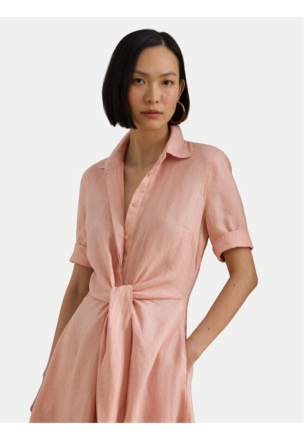Lauren Ralph Lauren - LAUREN RALPH LAUREN Sukienka koszulowa 200905667023 Różowy Regular Fit. Kolor: różowy. Materiał: len. Typ sukienki: koszulowe
