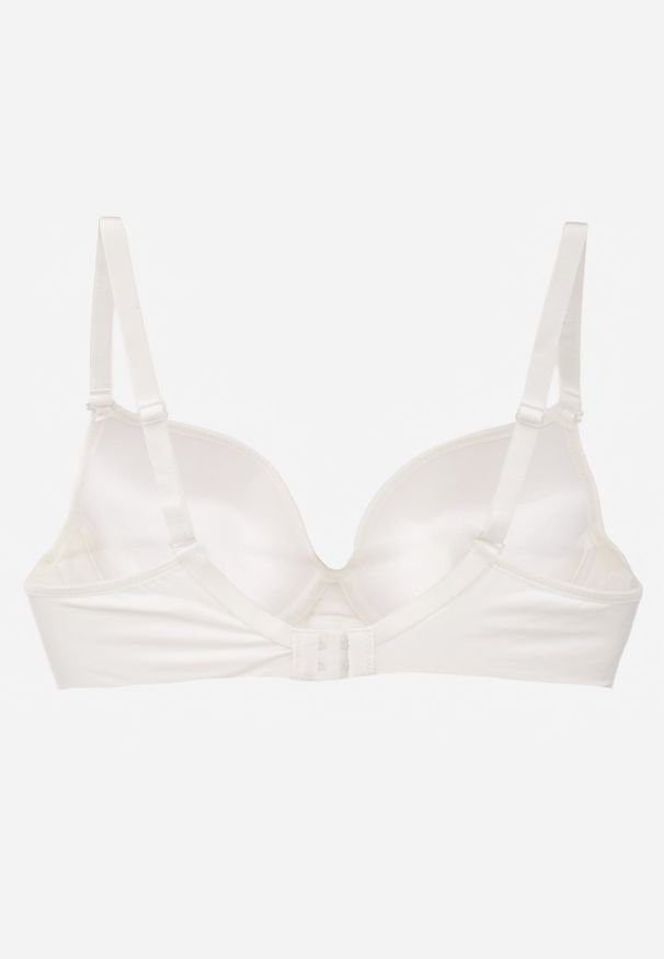 Renee - Jasnobeżowy Biustonosz Push Up o Gładkim Wykończeniu z Cyrkoniową Aplikacją Claronei. Kolor: beżowy. Rodzaj stanika: push-up. Wzór: aplikacja, gładki