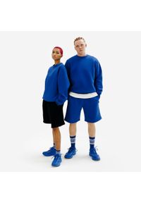 Decathlon - Bluza okrągły dekolt unisex. Kolor: niebieski. Materiał: poliester, materiał, bawełna, tkanina, prążkowany, elastan