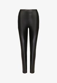 Born2be - Czarne Legginsy z Ekoskóry z Wysokim Stanem i Wsuwanymi Kieszeniami Rievalia. Stan: podwyższony. Kolor: czarny. Materiał: skóra. Sezon: zima #6