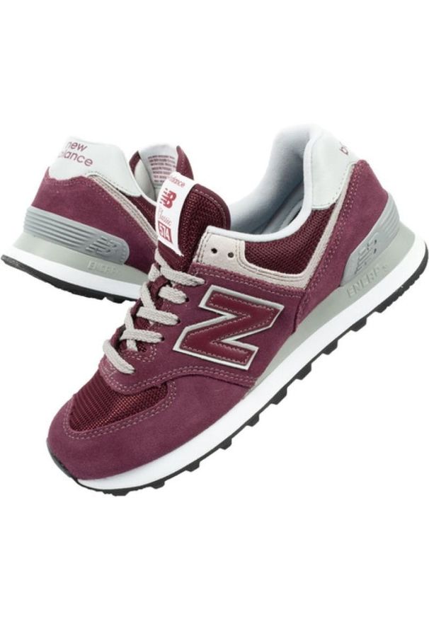 Buty sportowe New Balance W WL574ER fioletowe. Kolor: fioletowy. Materiał: zamsz, materiał, skóra. Szerokość cholewki: normalna. Obcas: na obcasie. Model: New Balance 574. Wysokość obcasa: średni