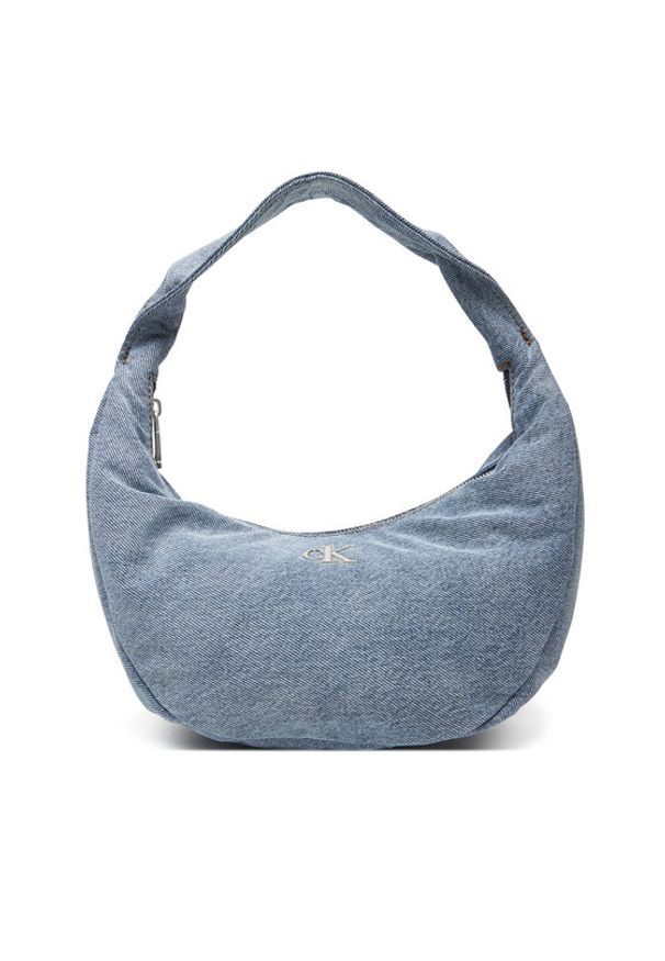 Calvin Klein Torebka Denim Soft Crescent Sm LV04F3207G Niebieski. Kolor: niebieski