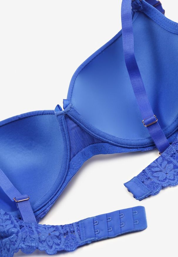 Renee - Granatowy Koronkowy Biustonosz z Usztywnieniem i Odpinanymi Ramiączkami Full Cup Maretta. Kolor: niebieski. Materiał: koronka. Rodzaj stanika: odpinane ramiączka