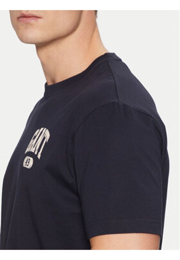 GANT - Gant T-Shirt 2003292 Granatowy Regular Fit. Kolor: niebieski. Materiał: bawełna