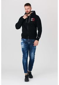 Tommy Jeans - TOMMY JEANS Czarna bluza męska na zamek z dużym logo, Rozmiar M. Typ kołnierza: kaptur. Kolor: czarny #4