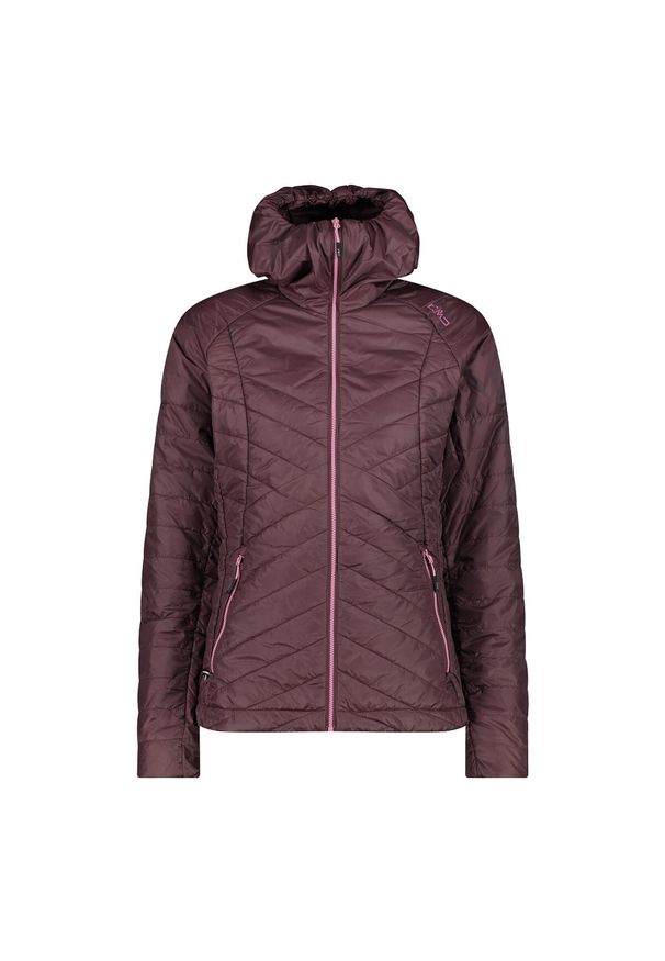 Damska kurtka z kapturem CMP. Typ kołnierza: kaptur. Kolor: wielokolorowy, brązowy, różowy. Materiał: puch. Sport: turystyka piesza