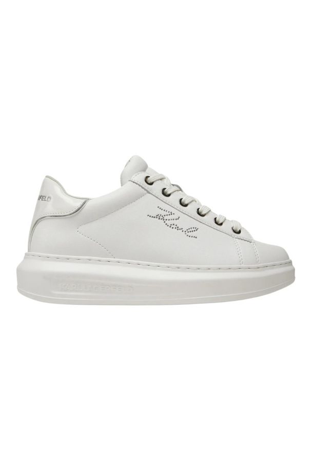 Karl Lagerfeld - KARL LAGERFELD Białe sneakersy damskie KAPRI Rhinestone Karl Trim, Rozmiar 39. Okazja: na co dzień. Kolor: biały. Wzór: aplikacja