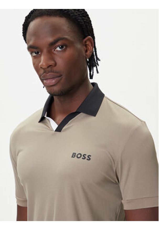 BOSS Polo Palle 50543348 Beżowy Slim Fit. Typ kołnierza: polo. Kolor: beżowy. Materiał: syntetyk