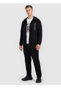 4f - 4F Bluza dresowa rozpinana z kapturem męska - czarna XXL. Typ kołnierza: kaptur. Kolor: czarny. Materiał: dresówka