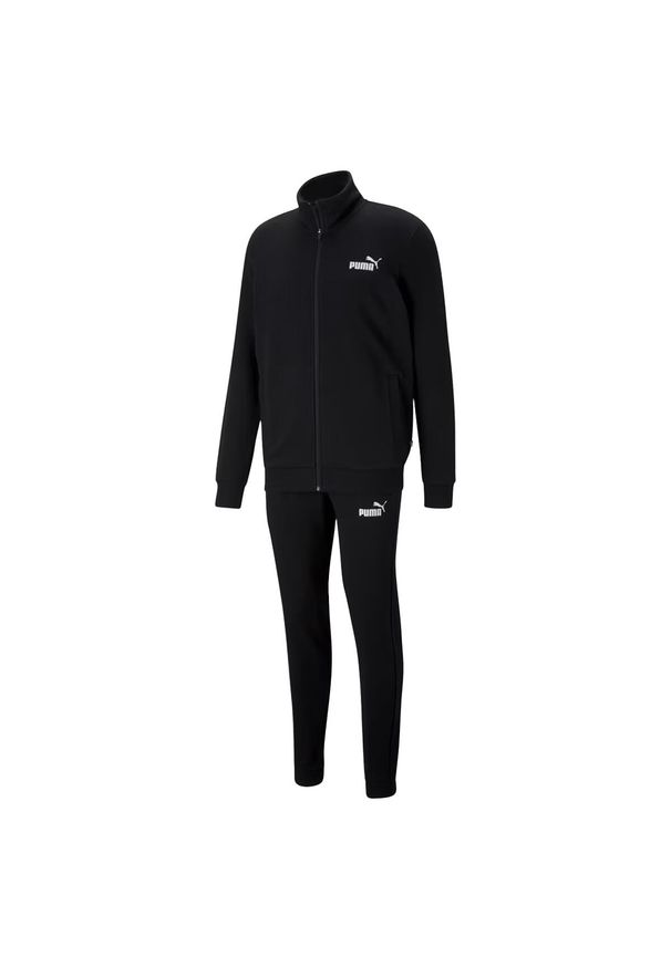 Puma - Dres Męski Gładki. Kolor: czarny. Materiał: dresówka. Wzór: gładki