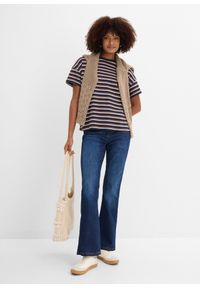 bonprix - Dżinsy o kroju bootcut, high waist, z wygodnym paskiem. Stan: podwyższony. Kolor: niebieski #2