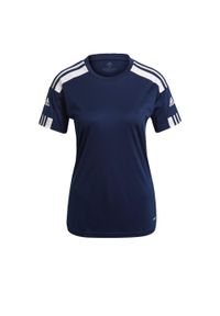 Adidas - Koszulka damska adidas Squadra 21 Jersey. Kolor: biały, wielokolorowy, niebieski. Materiał: jersey, materiał. Sport: fitness