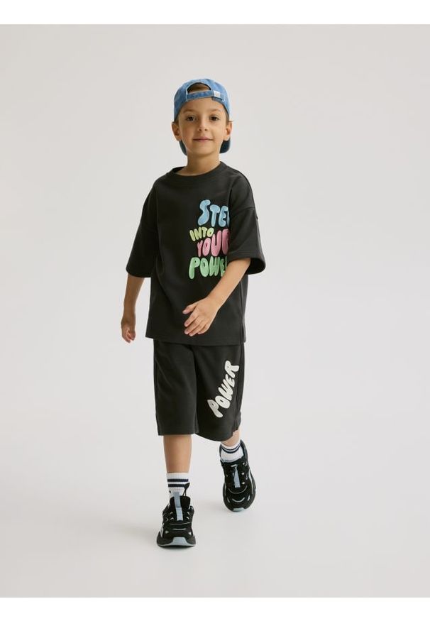 Reserved - Bawełniany komplet - czarny. Kolor: czarny. Materiał: bawełna