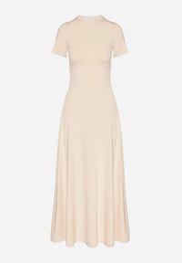 Born2be - Jasnobeżowa Sukienka o Taliowanym Kroju z Krótkim Rękawem Liravise. Okazja: na co dzień. Kolor: beżowy. Długość rękawa: krótki rękaw. Sezon: wiosna, lato. Typ sukienki: rozkloszowane. Styl: casual, elegancki, klasyczny #5