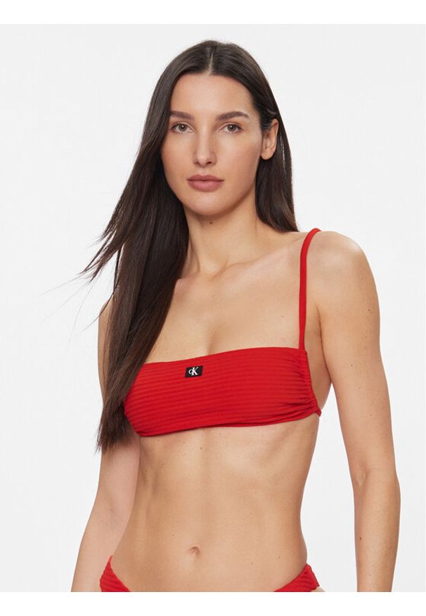 Calvin Klein Swimwear Góra od bikini KW0KW02467 Czerwony. Kolor: czerwony. Materiał: syntetyk