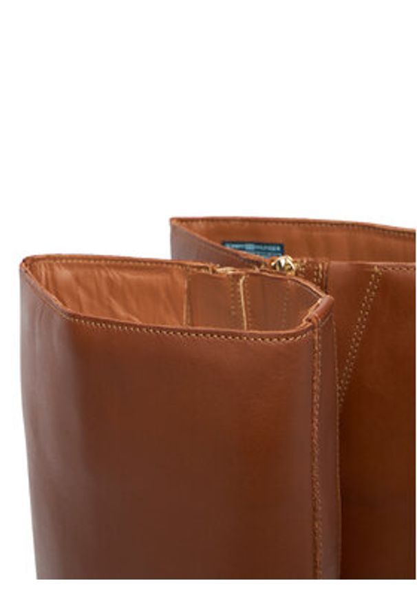 TOMMY HILFIGER - Tommy Hilfiger Kozaki Th Buckle Riding Lthr Long Boot FW0FW08873 Brązowy. Kolor: brązowy. Materiał: skóra