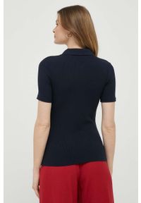 TOMMY HILFIGER - Tommy Hilfiger polo damski kolor granatowy. Typ kołnierza: polo. Kolor: niebieski. Materiał: materiał, dzianina, prążkowany. Długość: krótkie #2