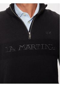 La Martina Sweter ZMS315 YW120 Czarny Regular Fit. Kolor: czarny. Materiał: bawełna, wełna