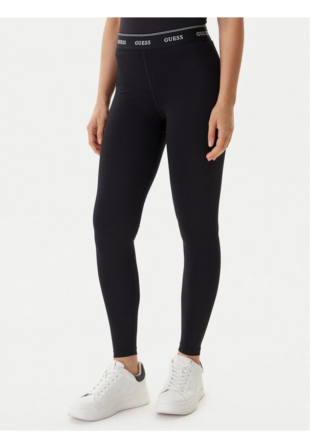 Guess Legginsy V5BB06 K1942 Czarny Slim Fit. Kolor: czarny. Materiał: syntetyk