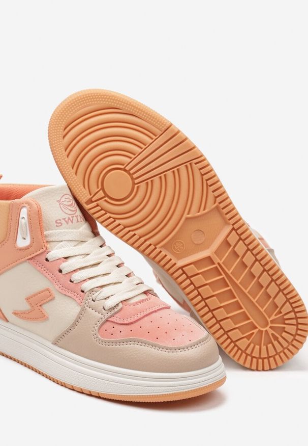 Born2be - Pomarańczowe Sneakersy Eudala. Kolor: beżowy. Materiał: jeans