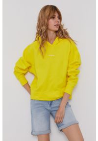 Calvin Klein Jeans - Bluza bawełniana. Typ kołnierza: kaptur. Kolor: żółty. Materiał: bawełna. Długość rękawa: długi rękaw. Długość: długie #1