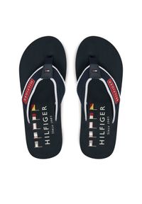 TOMMY HILFIGER - Tommy Hilfiger Japonki Patch Hilfiger Beach Sandal FM0FM05435 Granatowy. Kolor: niebieski. Materiał: materiał
