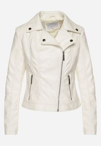 Born2be - Jasnobeżowa Kurtka Typu Ramoneska o Taliowanym Kroju z Kieszeniami Lorantha. Kolor: beżowy. Styl: klasyczny #2