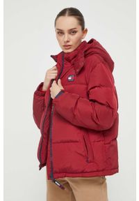 Tommy Jeans kurtka puchowa damska kolor bordowy zimowa. Kolor: czerwony. Materiał: puch. Sezon: zima #6