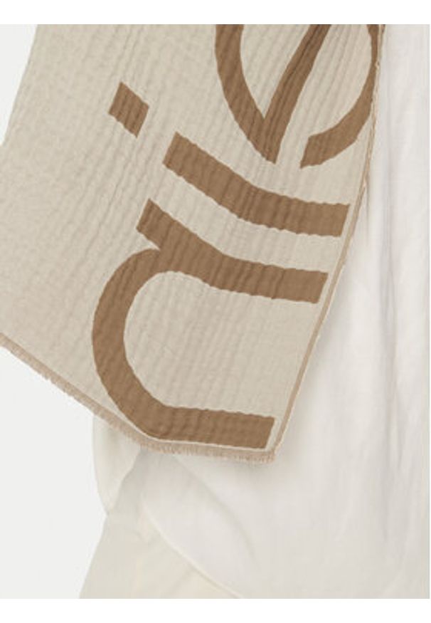 Calvin Klein Szal K60K612879 Beżowy. Kolor: beżowy. Materiał: materiał, bawełna
