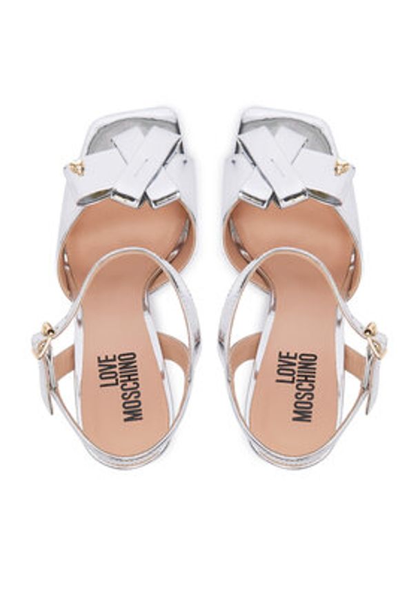 Love Moschino - LOVE MOSCHINO Sandały JA16069G0OJE090B Srebrny. Kolor: srebrny. Materiał: skóra