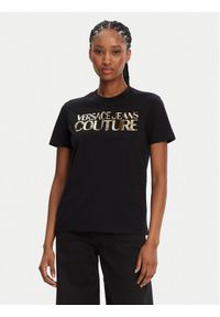 Versace Jeans Couture T-Shirt 78HAHE02 Czarny Regular Fit. Kolor: czarny. Materiał: bawełna