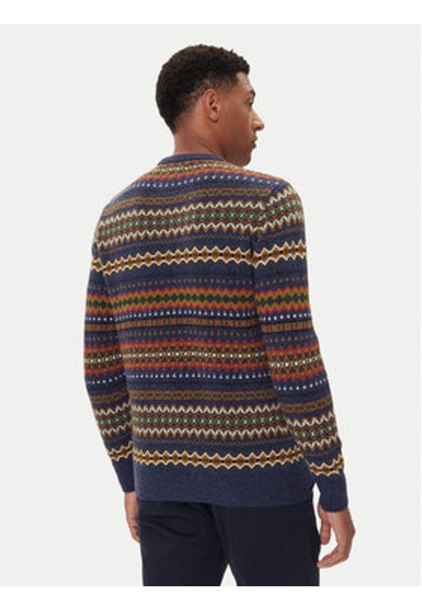 Barbour Sweter Case Fair MKN1027NY72 Granatowy Regular Fit. Kolor: niebieski. Materiał: wełna