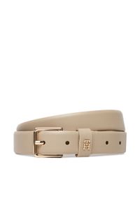 TOMMY HILFIGER - Tommy Hilfiger Pasek Damski Th Square 2.5 Go AW0AW17756 Beżowy. Kolor: beżowy. Materiał: skóra