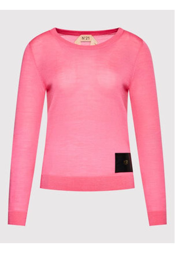 N°21 Sweter 22I N2M0 A034 9000 Różowy Regular Fit. Kolor: różowy. Materiał: wełna