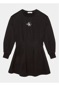 Calvin Klein Jeans Sukienka dzianinowa Gradient Monogram IG0IG02047 Czarny Regular Fit. Kolor: czarny. Materiał: bawełna. Wzór: gradientowy