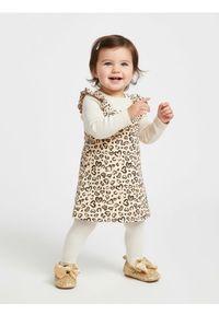 Sinsay - Sukienka ogrodniczka ze wzorem w serca - kremowy. Kolor: kremowy #1