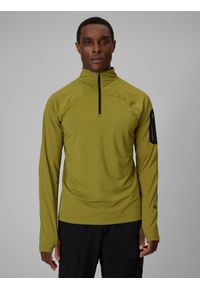 4f - 4F Bluza trekkingowa regular bez kaptura męska - zielona XL. Typ kołnierza: bez kaptura. Kolor: zielony. Materiał: materiał. Długość: długie #1