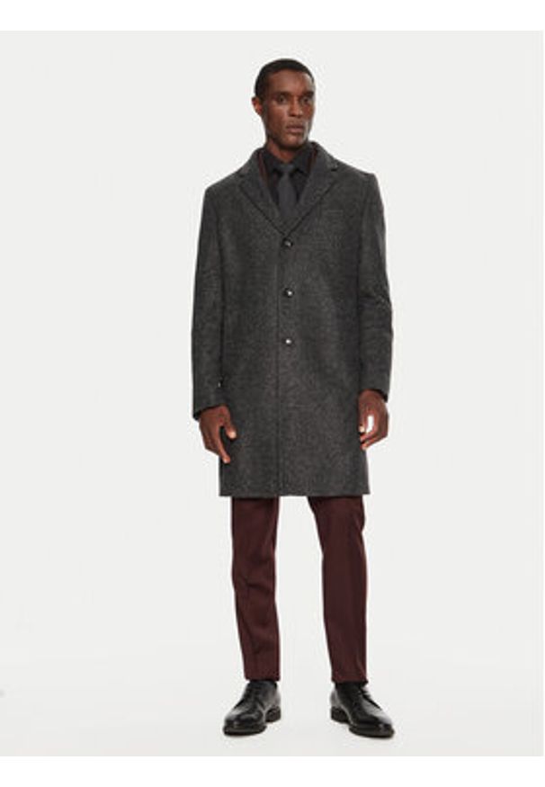 BOSS - Boss Płaszcz przejściowy H-Hyde 50528132 Czarny Slim Fit. Kolor: czarny. Materiał: syntetyk