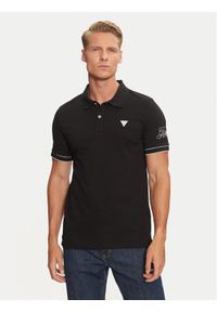 Guess Polo M4BP60 K7O64 Czarny Slim Fit. Typ kołnierza: polo. Kolor: czarny. Materiał: bawełna #1