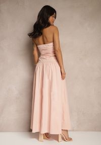 Renee - Różowa Koktajlowa Bawełniana Sukienka Bodycon Filitera. Kolor: różowy. Materiał: bawełna. Typ sukienki: bodycon. Styl: wizytowy