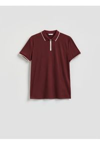 Reserved - Koszulka polo slim - bordowy. Typ kołnierza: polo. Kolor: czerwony. Materiał: wiskoza, dzianina #1
