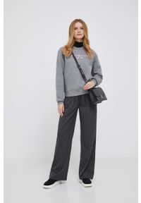 TOMMY HILFIGER - Tommy Hilfiger bluza damska kolor szary. Kolor: szary. Materiał: bawełna. Wzór: nadruk. Styl: klasyczny #3