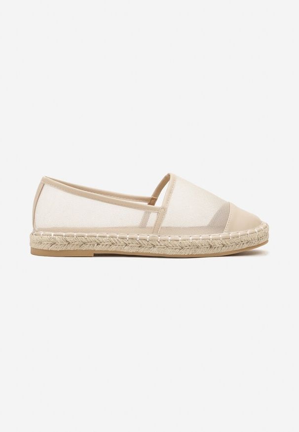 Born2be - Beżowe Siateczkowe Espadryle na Podeszwie z Plecionki Follmiriela. Okazja: na co dzień, na spotkanie biznesowe, do pracy, na spacer. Kolor: beżowy. Materiał: materiał. Wzór: kwiaty. Sezon: lato. Styl: biznesowy, klasyczny, elegancki, casual